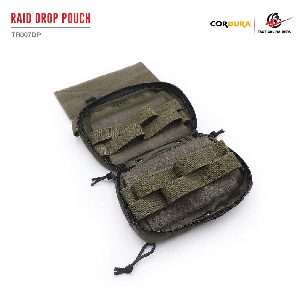 กระเป๋าเสริมติดเวส สีดำ-สีเขียว RAID DROP POUCH [ TR007DP ] ( Tactical Rider )