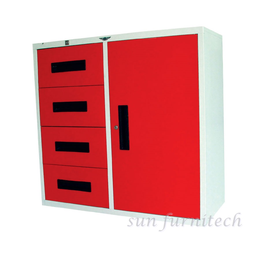 ตู้เอกสาร 1 บานเปิด 4 ลิ้นชัก ขนาด 3 ฟุต ยี่ห้อ Elegant รุ่น SD3F4D