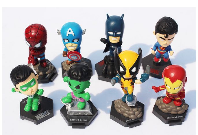 โมเดลตัวการ์ตูน เหล่า ซุปเปอร์ ฮีโร่ จากหนังดัง Spider man Bat man Super man Iron man เหล่าผู้พิทักษ์ 8 ยอดฮีโร่ 842806