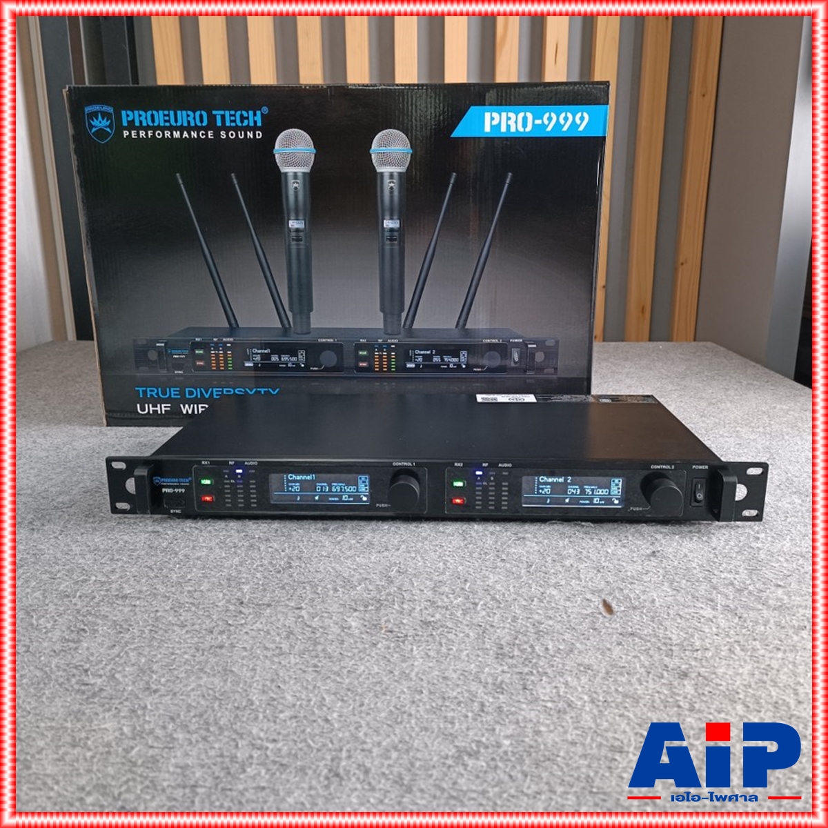 ความถี่ใหม่ กสทช PROEUROTECH PRO-999 ไมค์ลอยมือถือคู่UHF ไมค์ลอยคู่ ไมค์คาราโอเกะ PRO999 PRO 999 แถมอุปกรณ์ย้ายเสา กระเป๋าเก็บไมค์ เอไอ-ไพศาล
