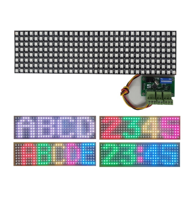 บอร์ดแสดงผลแบบ Dot Matrix LED หลากสี (WS2812B = 256 ตัว) ขนาด 32 x 8 Dots