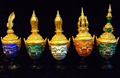 หัวโขนจำลอง ขนาดเล็ก 3 นิ้ว รูปยักษ์ พร้อมขาตั้ง งานละเอียด ประณีต