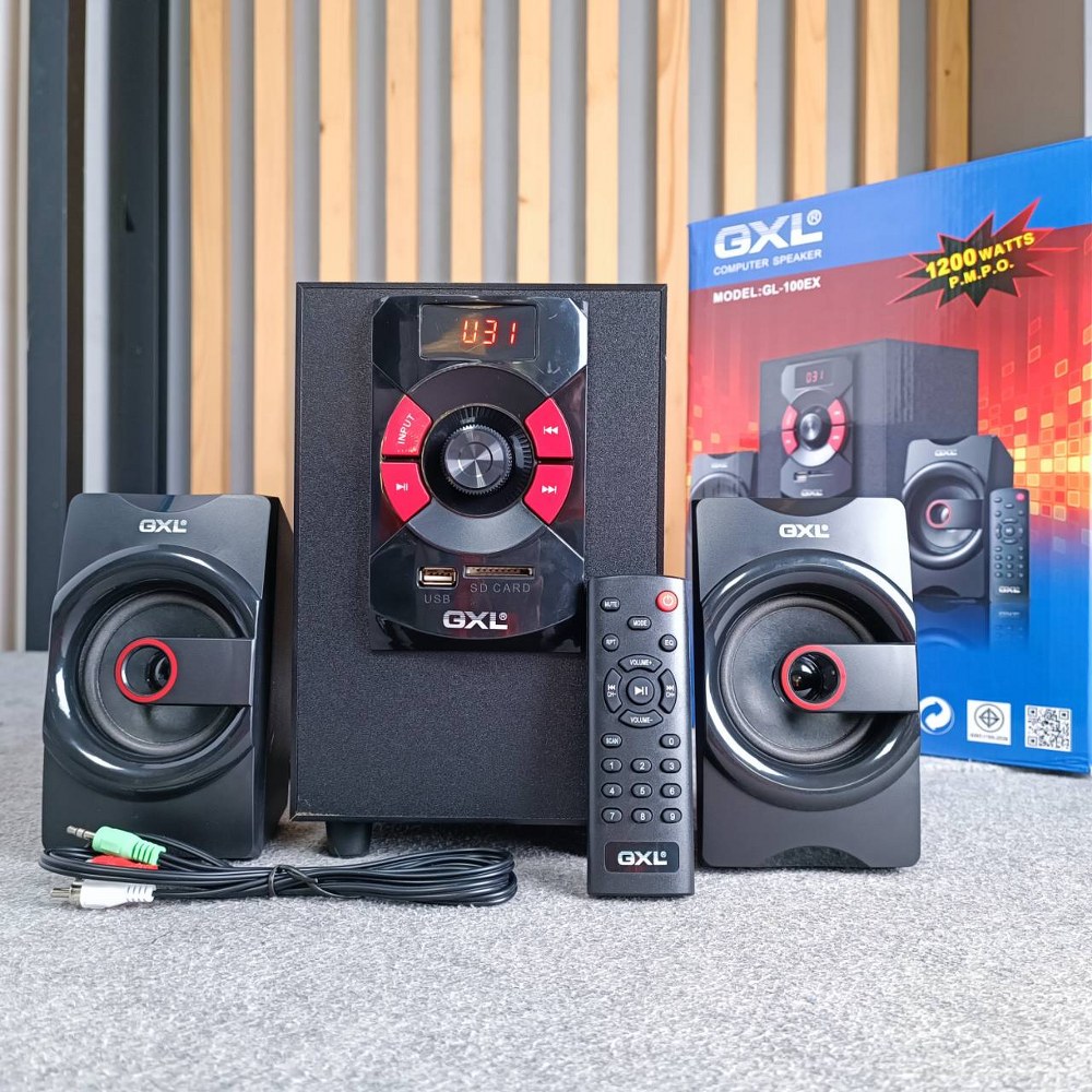 ราคาพิเศษจำนวนจำกัด GXL GL-100EX ลำโพงคอม มีรีโมท ชุดลำโพงขยายเสียง Bluetooth MP3 USB FM ชุดลำโพงบลูทูธ ลำโพงโน๊ตบุ๊ก GL 100EX GL100EX เอไอ-ไพศาล --