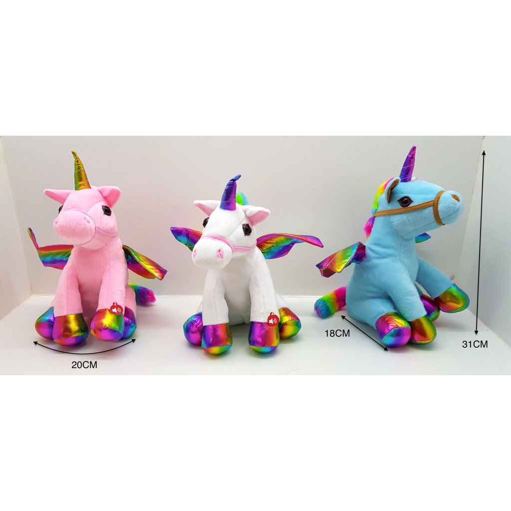 1691-1 ของเล่นเด็กตุ๊กตาม้ายูนิคอร์น มีเพลงไฟปีกขยับได้ ตัวละ