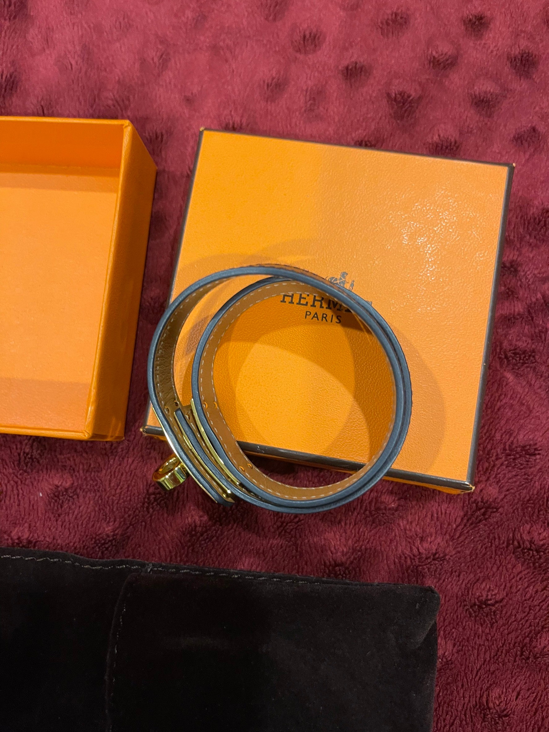 Hermes Kelly Double Tour Bracelet - Black / Gold สีดำทอง สภาพ 99 %