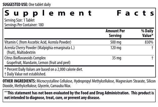 Nutrilite Vitamin C Extended Release บรรจุ 180 tablets 500mg มีส่วนผสมวิตามินซีและสารอาหาร จาก มะนาว, ส้มและส้มโอที่มีสารต้านอนุมูลอิสระจำนวนมาก
