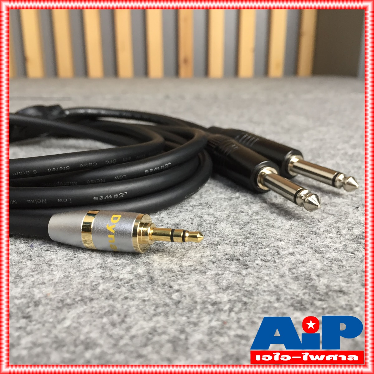 3เมตร DYNACOM สายP.TR-STออกP.MICเหล็กx2 J296/J304 สายดำ สายสัญญาณเสียง P.MONO 2P +TRS 3เมตร ยาว3เมตร เอไอ-ไพศาล