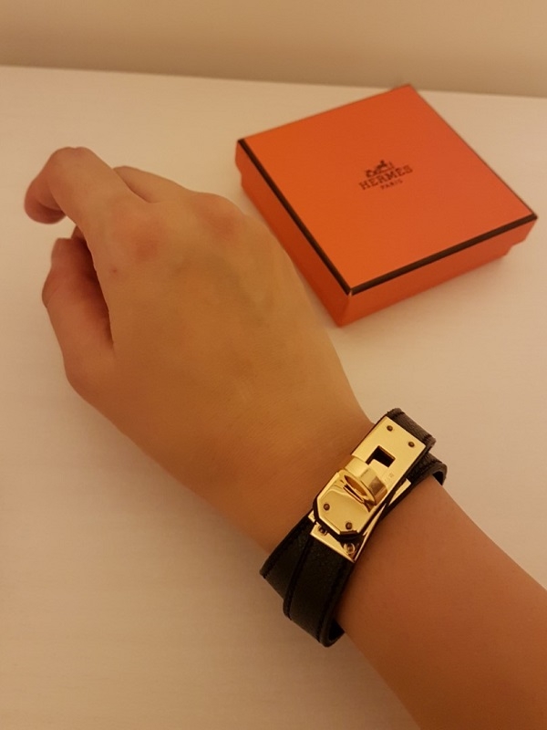 Hermes Kelly Double Tour Bracelet - Black / Gold สีดำทอง สภาพ 99 %