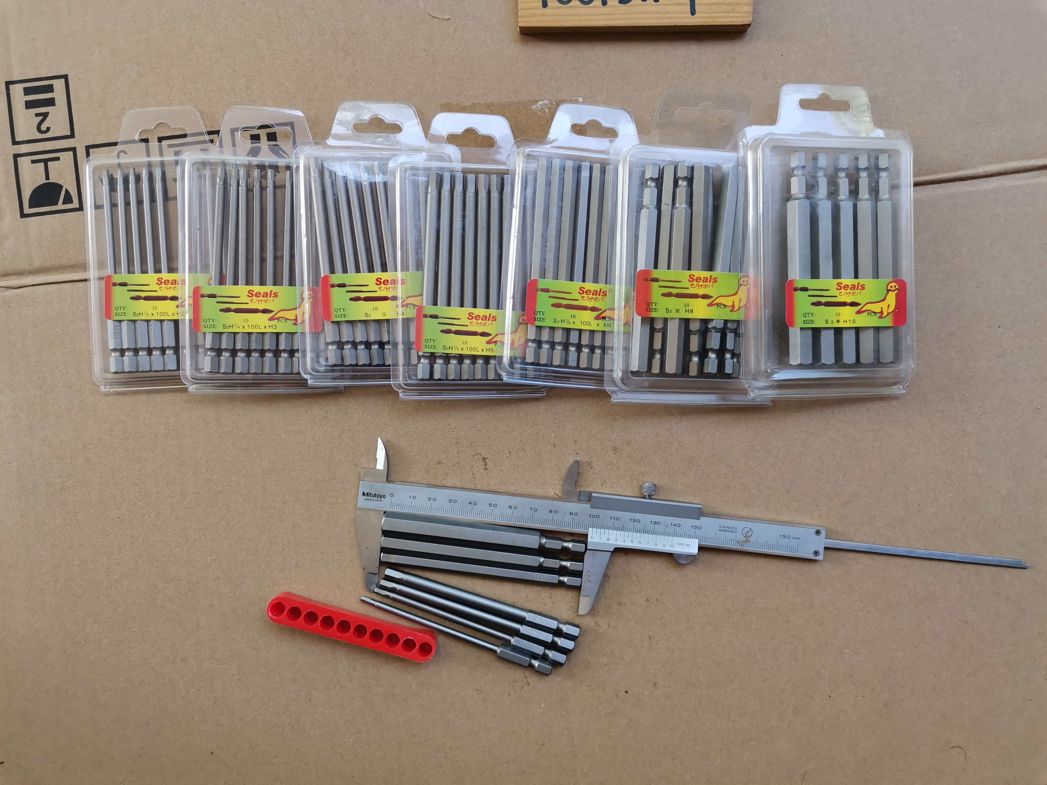 ไขควงหกเหลี่ยม Hex key set สำหรับใช้กับสว่าน เข้าที่แคบ ก้านยาวพิเศษ 100มม เหล็ก S2 แบ่งจากแพ๊คใหญ่ 7ตัวเซ็ต