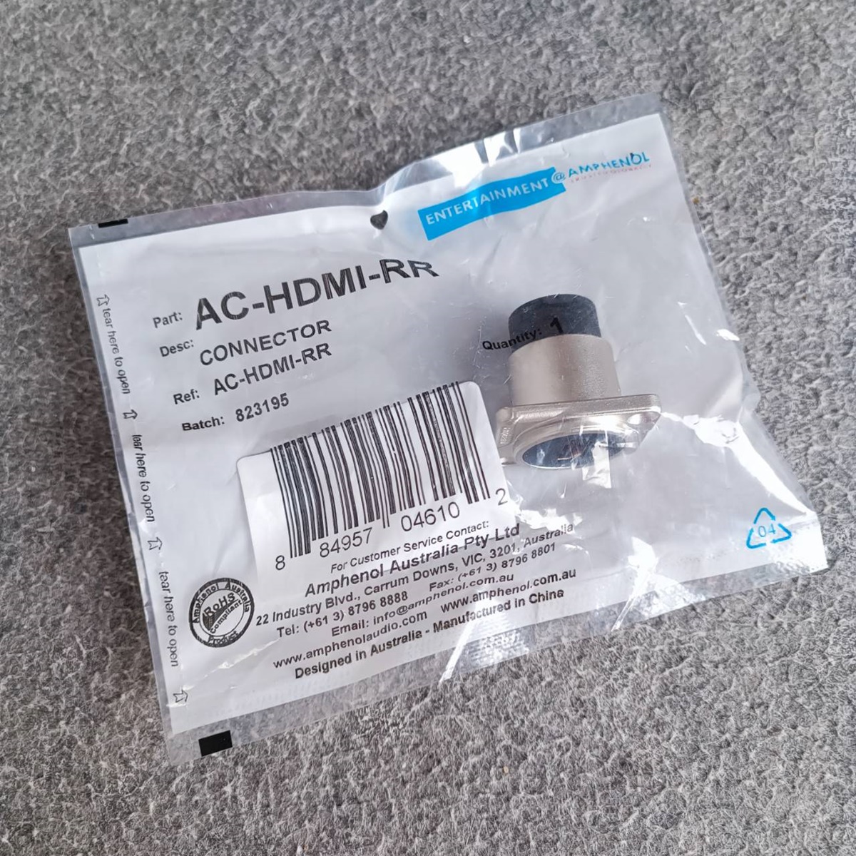 Amphenol AC-HDMI-RR HDMI ติดแท่น HDMI D-type Socket สำหรับยึดเพลท คอนเน็คเตอร์ HDMI ติดแท่น คุณภาพสูง เอไอ-ไพศาล