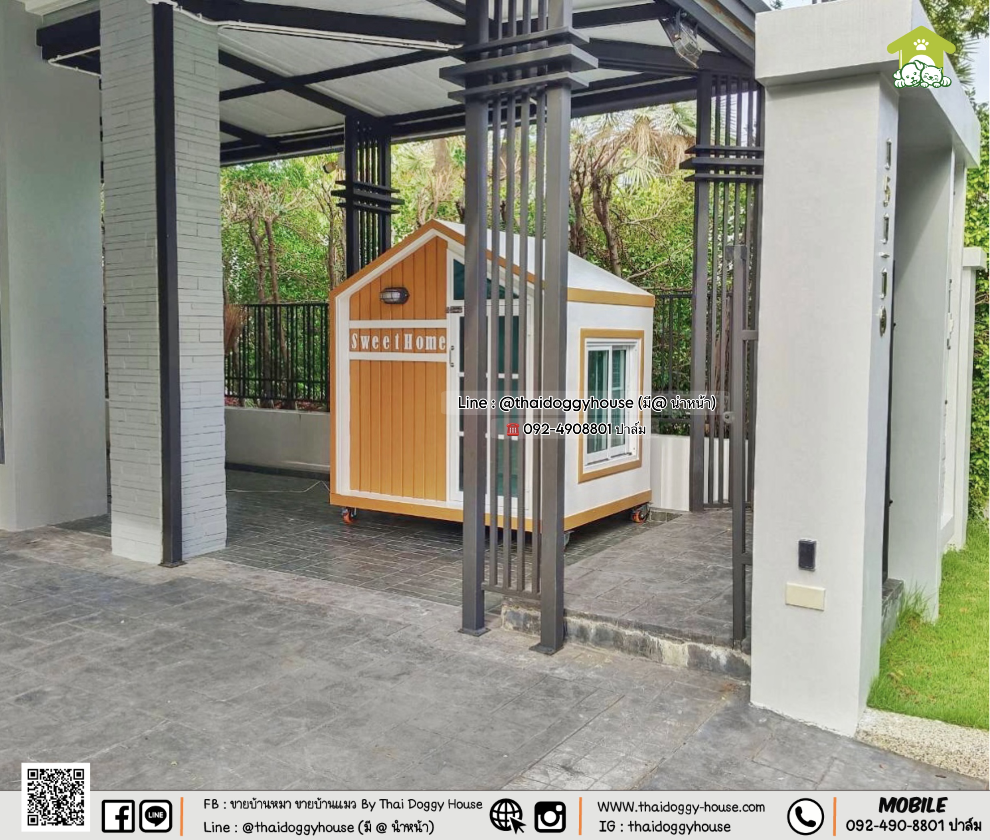 บ้านหมา บ้านแมว 𝐓𝐡𝐚𝐢 𝐝𝐨𝐠𝐠𝐲 𝐡𝐨𝐮𝐬𝗲 แบบรองรับการติดแอร์