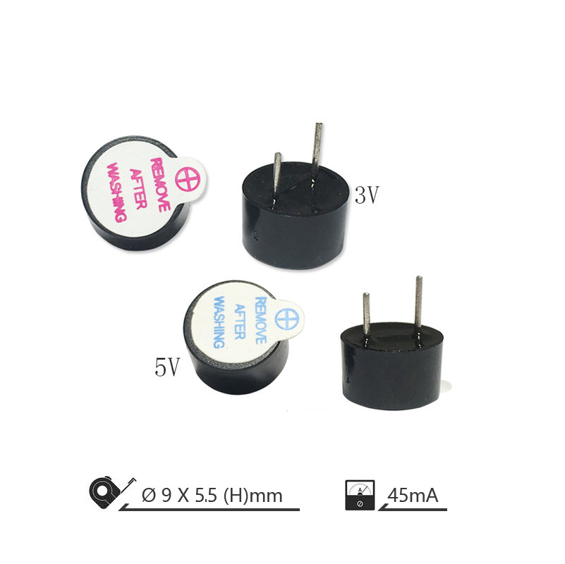 9mm 3V, 5V Active Buzzer 5V (บัซเซอร์ รวมวงจรกำเนิดความถี่ เข้าไว้ในชิ้นเดียวกัน)