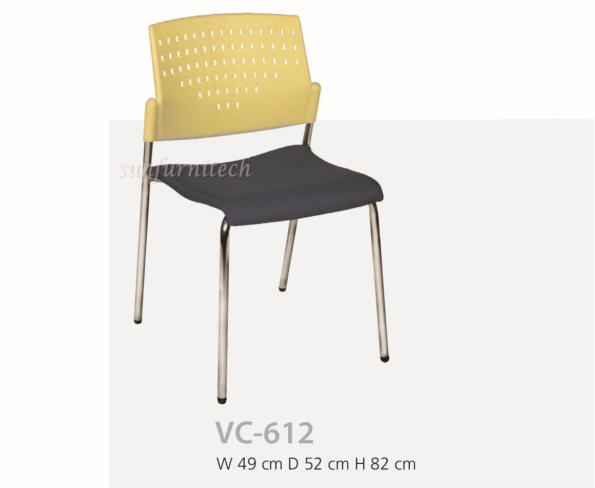 เก้าอี้จัดเลี้ยง, เก้าอี้โรงอาหาร, เก้าอี้พลาสติก, เก้าอี้รับแขก, เก้าอี้พลาสติก ที่นั่งวางเบาะ พนักพิงพลาสติกมีรู รุ่น VC-612