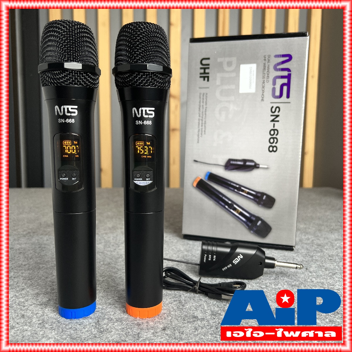 NTS SN668 ไมค์ลอยคู่ UHF ปรับความถี่ได้ ความถี่ใหม่ กสทช SN-668 เครื่องรับเล็ก SN 668 ไมค์ลอยUHF ใช้ถ่าน AA จูนความถี่ได้ เอ็นทีเอส ใช้ในรถ ใช้ในที่ไม่มีไฟฟ้าได้ สะดวกมาก เอไอ-ไพศาล