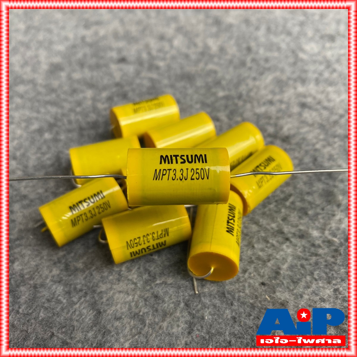 ถุง10ตัว MITSUMI 3.3UF 250V Cสีเหลือง MET คาปาซิเตอร์ C3.3/250V C3.3/250Vสีเหลือง ซีเสียงแหลม 3.3/250V ซีตัดเสียงแหลม เอไอ-ไพศาล