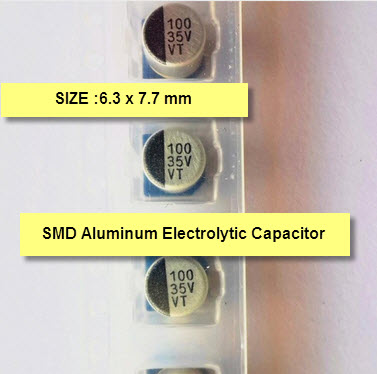 100uF 35Volt (6.3x7.7mm) ALUMINUM ELECTROLYTIC CAPACITORS