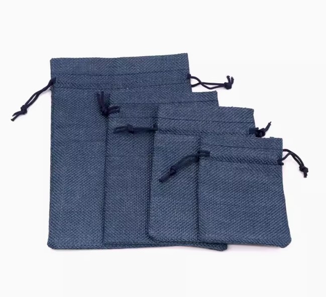 ถุงผ้ากระสอบ สีน้ำเงิน สีมาใหม่ ถุงผ้าใส่ของขวัญ ของชำร่วย โทนสีน้ำเงิน แบบเก๋ ๆ 210156