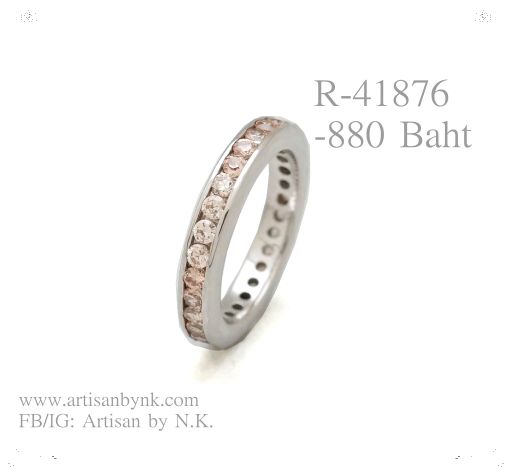 แหวนเงินแท้ล้อมด้วยเพชรCZสีเชมเปญ (Stering silver Champagne CZ Eternity Ring)