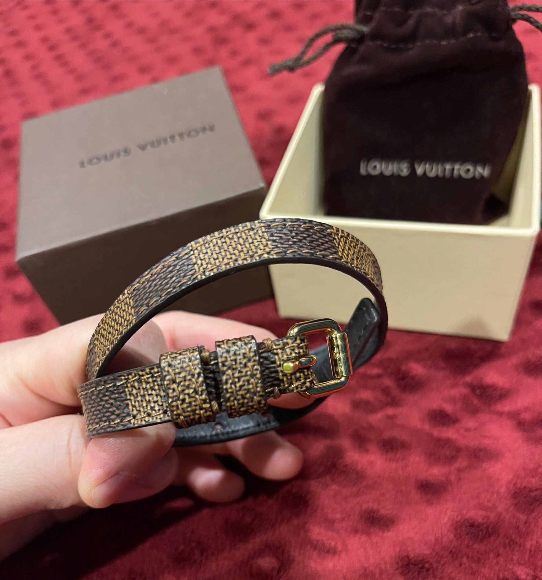ข้อมือ Louis Vuitton Bangles Bracelet Sign IT - Damier Canvas ตารางน้ำตาล Unisex ปรับขนาดได้