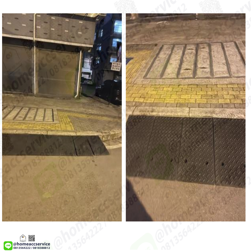 ทางลาดยางปีนฟุตบาท รวมสูง 26ซม. 16+ส่วนเสริม11(-1ซม.) ลาด 135ซม. กว้าง 50ซม. หนัก 44kg - Rubber Ramp with Extention 26x135x50 cm (16+10) 44kg