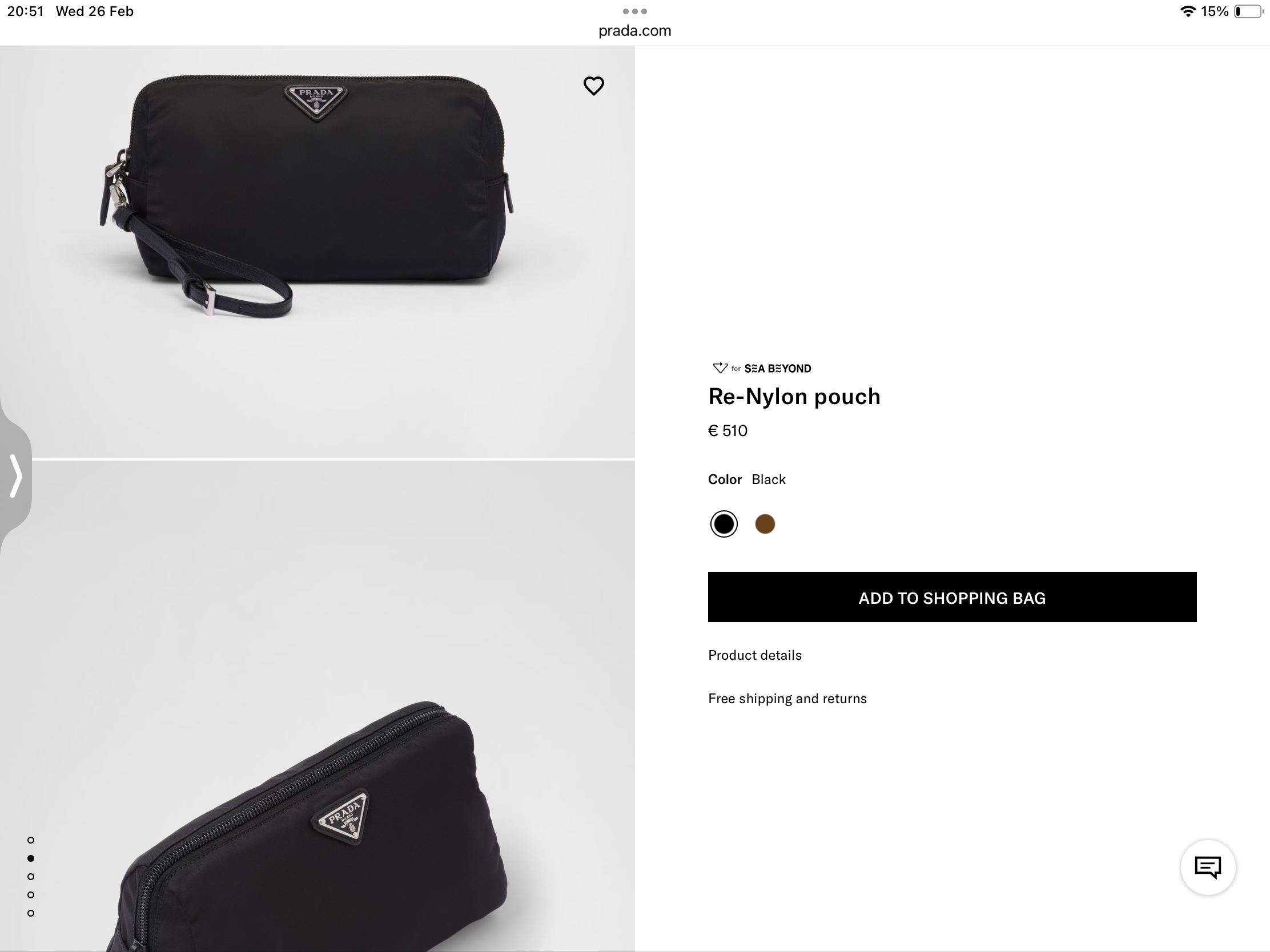 **do** กระเป๋า Prada Re-Nylon pouch สายหนังแท้ ใส่มือถือได้ สินค้าใหม่ ของแท้