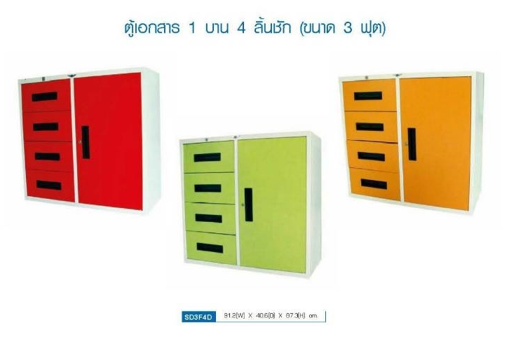 ตู้เอกสาร 1 บาน 4 ลิ้นชัก ยี่ห้อ Elegant (ขนาด 3 ฟุต) รุ่น SD3F4D