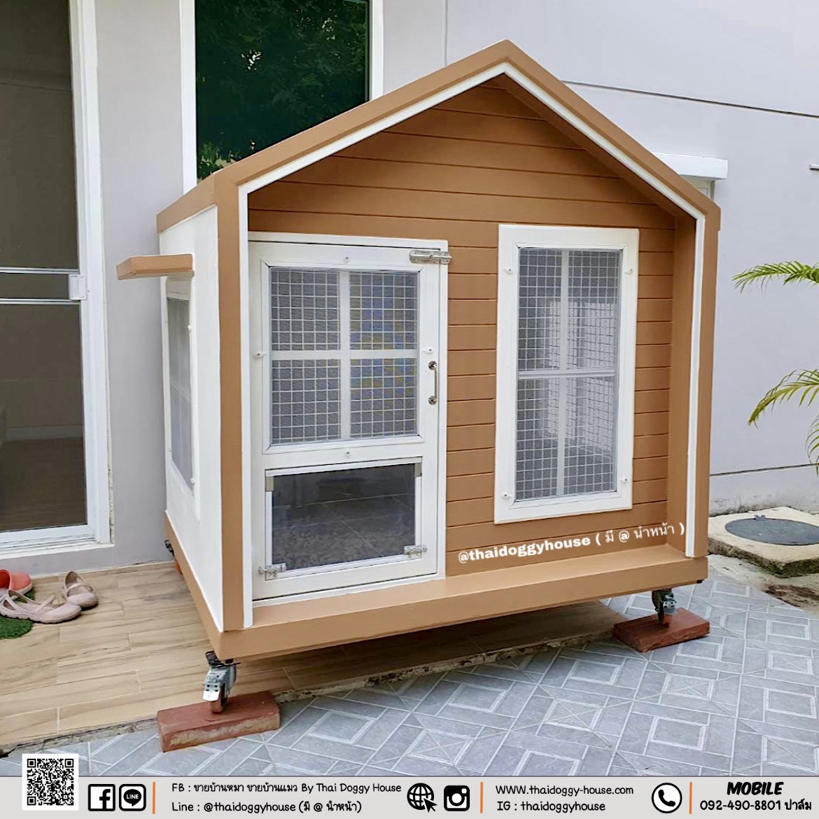 บ้านหมา บ้านแมว บ้านน็อคดาวน์ บ้านสัตว์เลี้ยง แบบพัดลมมีตะแกรงเหล็ก มุ้งลวดทุกหลัง By Thai Doggy House