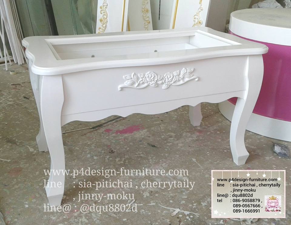 โต๊ะลิ้นชักรับเเขก วินเทจสีขาว สำหรับบ้าน ร้านค้า