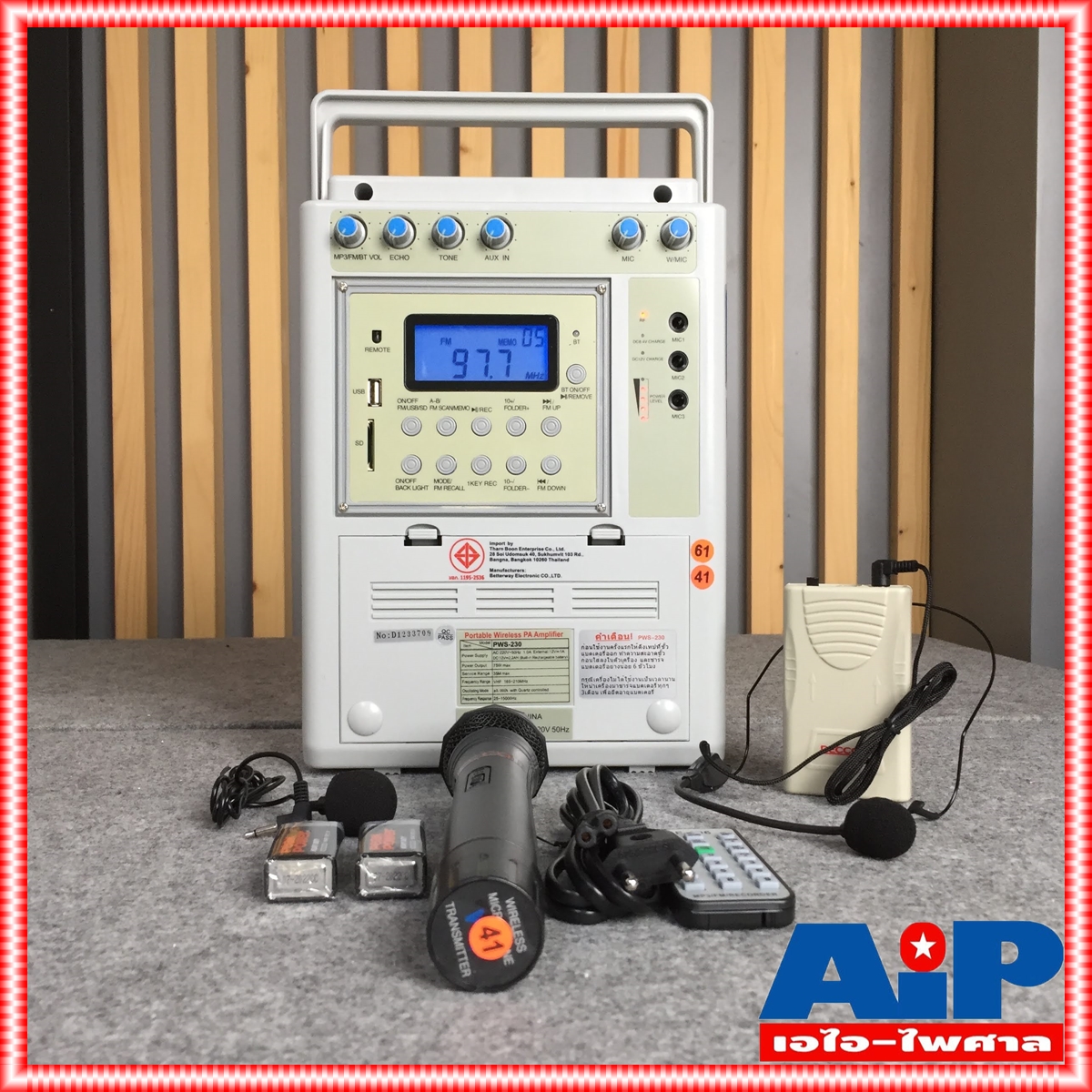 DECCON PWS-230UTB เครื่องช่วยสอน พร้อมไมค์ไร้สาย แบบคาดศรีษะ แบบถือ และแบบหนีบ เครื่องเล็กพกพาสะดวก PWS 230UTB PWS230 UTB PWS230UTB เอไอ-ไพศาล