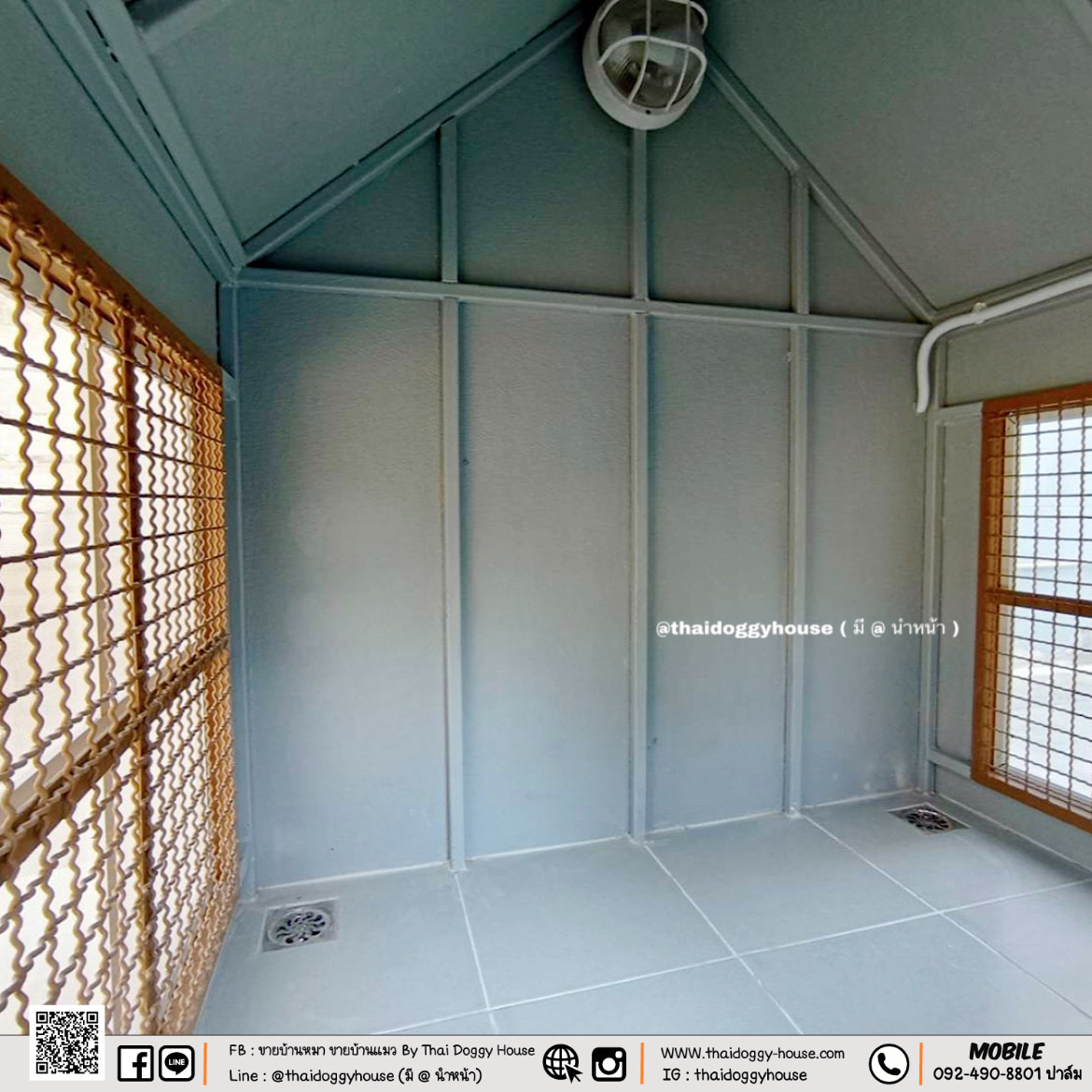 Minimal Style บ้านหมา บ้านแมว บ้านน็อคดาวน์ บ้านสัตว์เลี้ยง แบบพัดลมมีตะแกรงเหล็ก มุ้งลวดทุกหลัง By Thai Doggy House