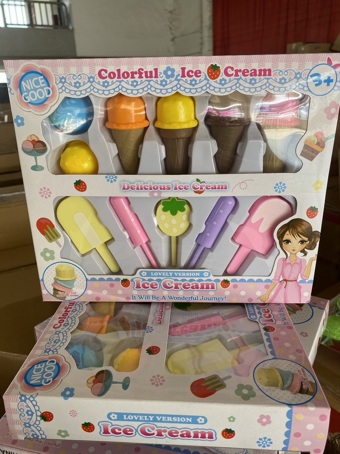 1818 ของเล่นเด็กชุดไอศครีมพลาสติก ไอติมของเล่น ไอศครีมจำลอง ปลีกกล่องละ