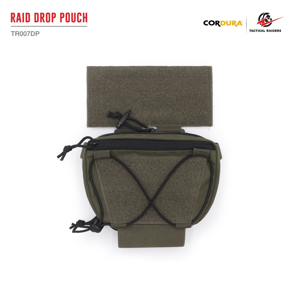 กระเป๋าเสริมติดเวส สีดำ-สีเขียว RAID DROP POUCH [ TR007DP ] ( Tactical Rider )
