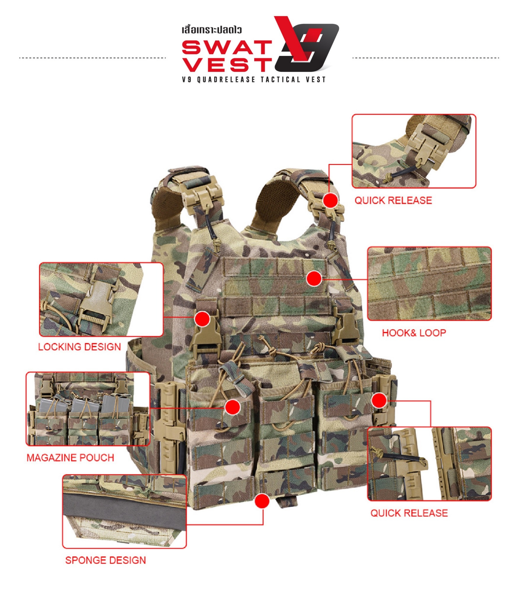 เสื้อเกราะปลดไว Swat Vest V9