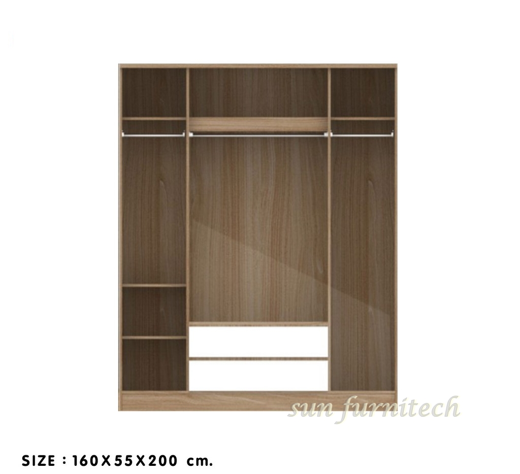 ตู้เสื้อผ้าขนาด 160 ซม.4 บานเปิด ปิดผิวเมลามีน exclusive รุ่น WR-1608A,B