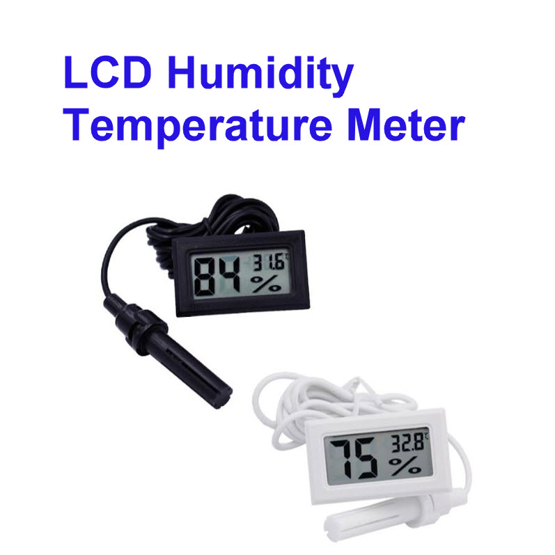 Digital LCD Thermometer Hygrometer Meter With Probe/Wire 1.5M