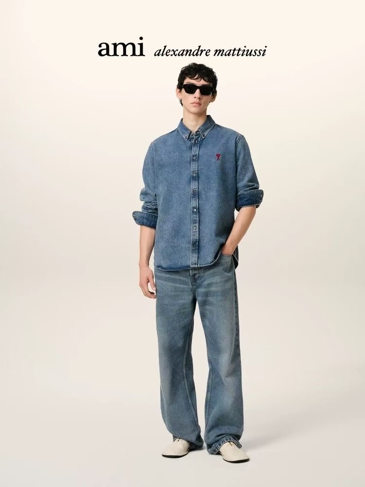 **do** เสื้อยีนส์ BLUE DENIM BUTTON DOWN AMI มี 2 สี ใส่ได้ ชาย หญิง สินค้าใหม่ ของแท้