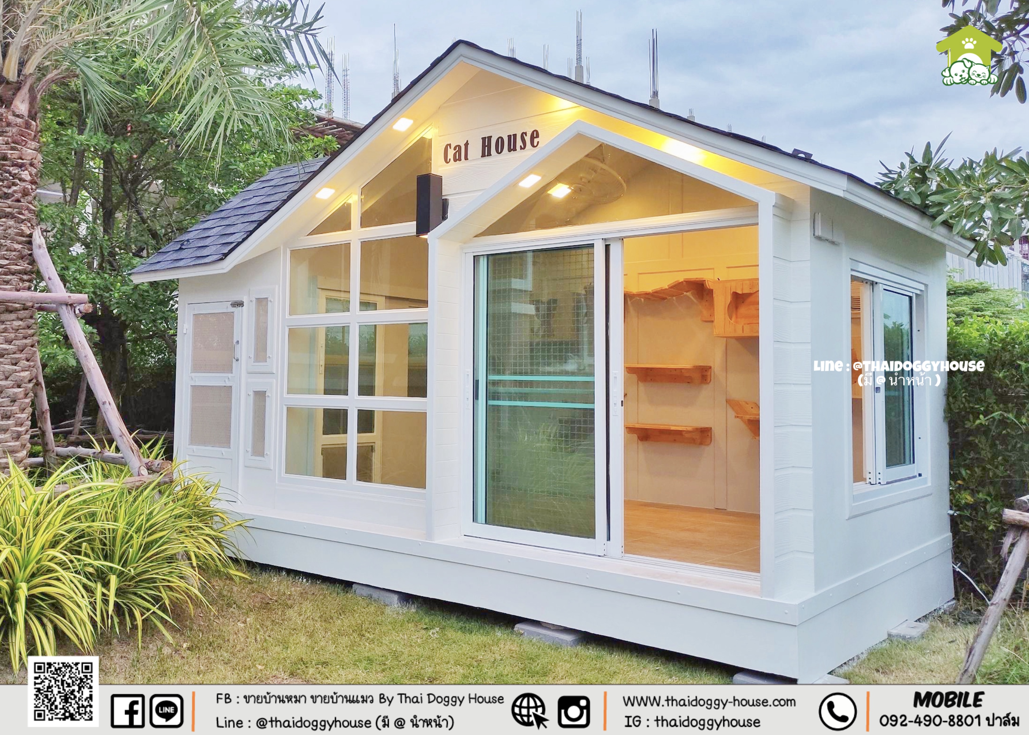 บ้านแมวติดแอร์ " 𝐍𝐎𝐑𝐃𝐈𝐂 𝐒𝐓𝐘𝐋𝐄 " ฟังก์ชั่นครบ หลังใหญ่ กระจกบานใหญ่เปิดรับแสงธรรมชาติได้ดี โทนบ้านสีขาวทำให้ดูเรียบง่าย สบายตามากขึ้น