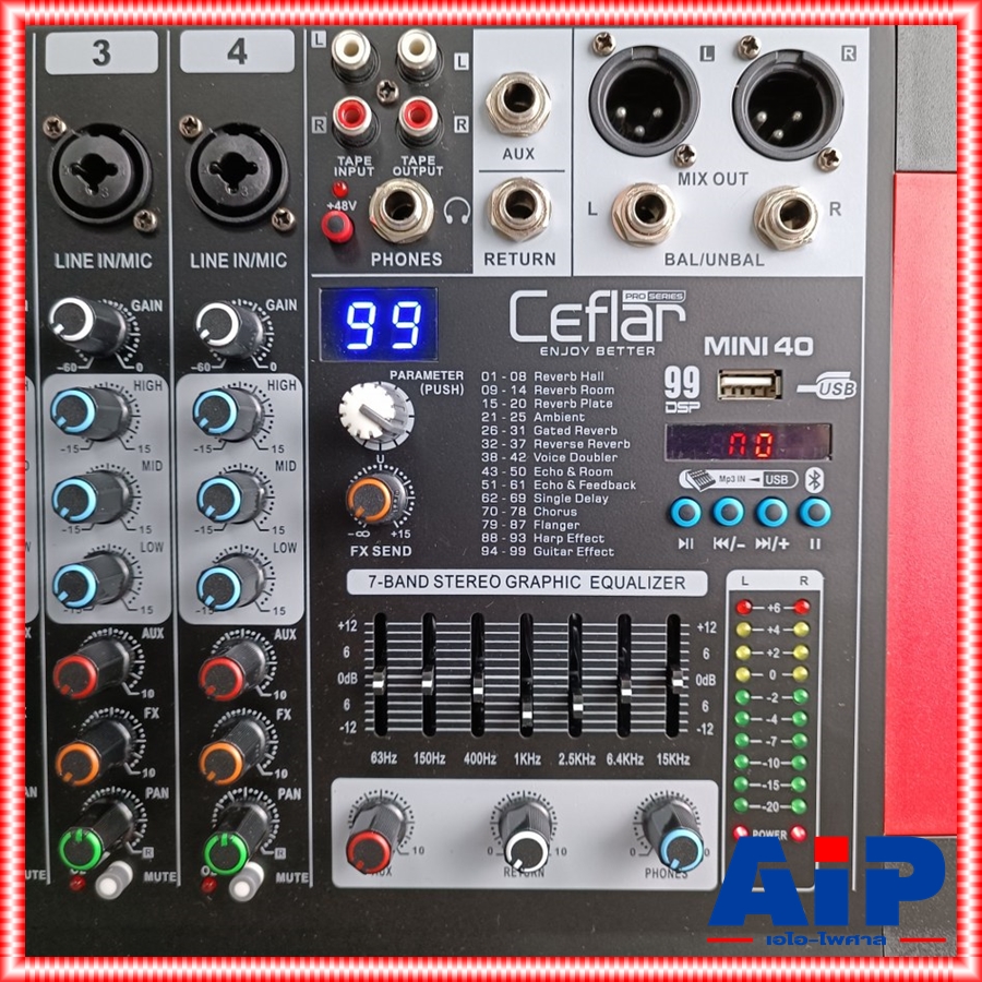 ของใหม่ ลดล้างสต็อค Ceflar MINI-40 MIXER มิกเซอร์ 4 แชลแนล เอฟเฟคแท้ มีบลูทูธ มิกซ์คาราโอเกะ MINI 40 MINI40 +++ เอไอ-ไพศาล