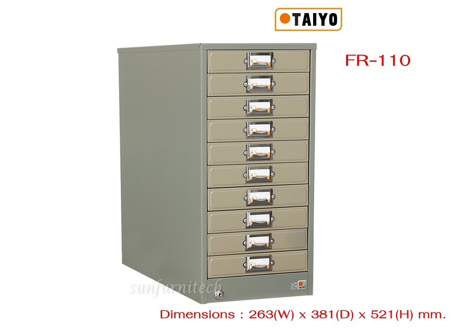 ตู้เก็บแบบฟอร์ม 10 ลิ้นชัก ตั้งโต๊ะ (กระดาษ A4) Taiyo รุ่น FR-110
