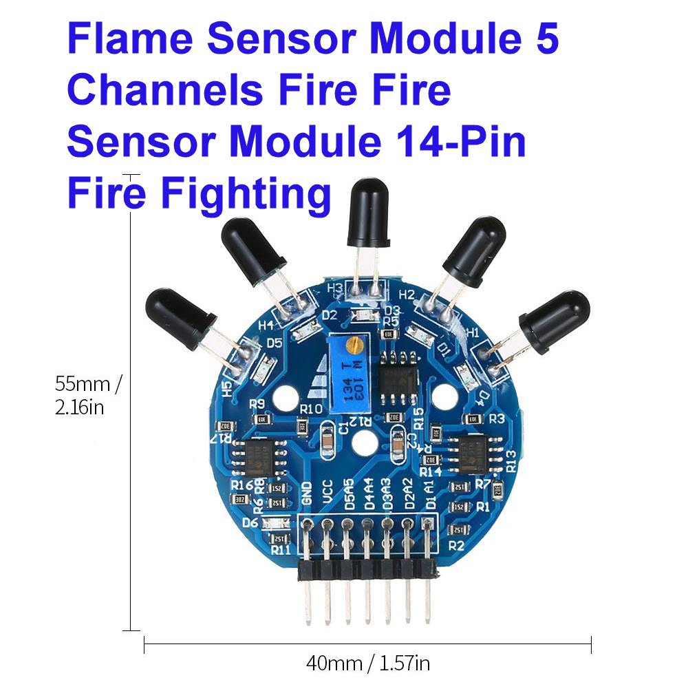 5 way Flame Sensor Module 5 Channels Fire Fire Sensor Module 14-Pin Fire Fighting (ตรวจจับเปลวไฟ)