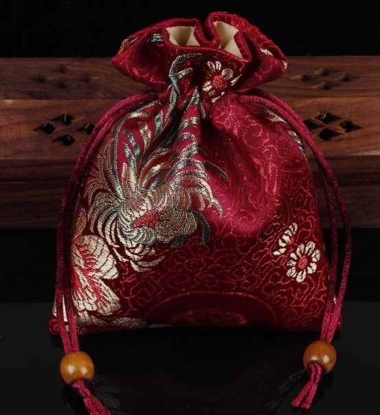 ถุงผ้าซาติน ลายดอกไม้ สวยหรู ถุงใส่ของขวัญ เครื่องประดับ ของชำร่วยงานแต่งงาน แจกคนสำคัญ 460909