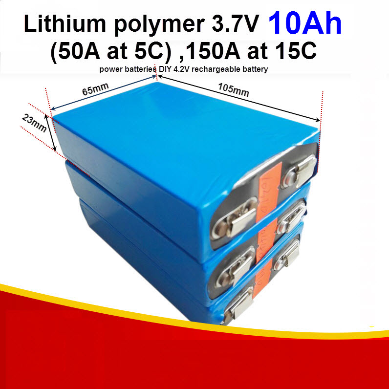 1 ก้อน 3.7V 10AH , 50A(5C), 150A at 15C Lithium Polymer battery large capacity power batteries