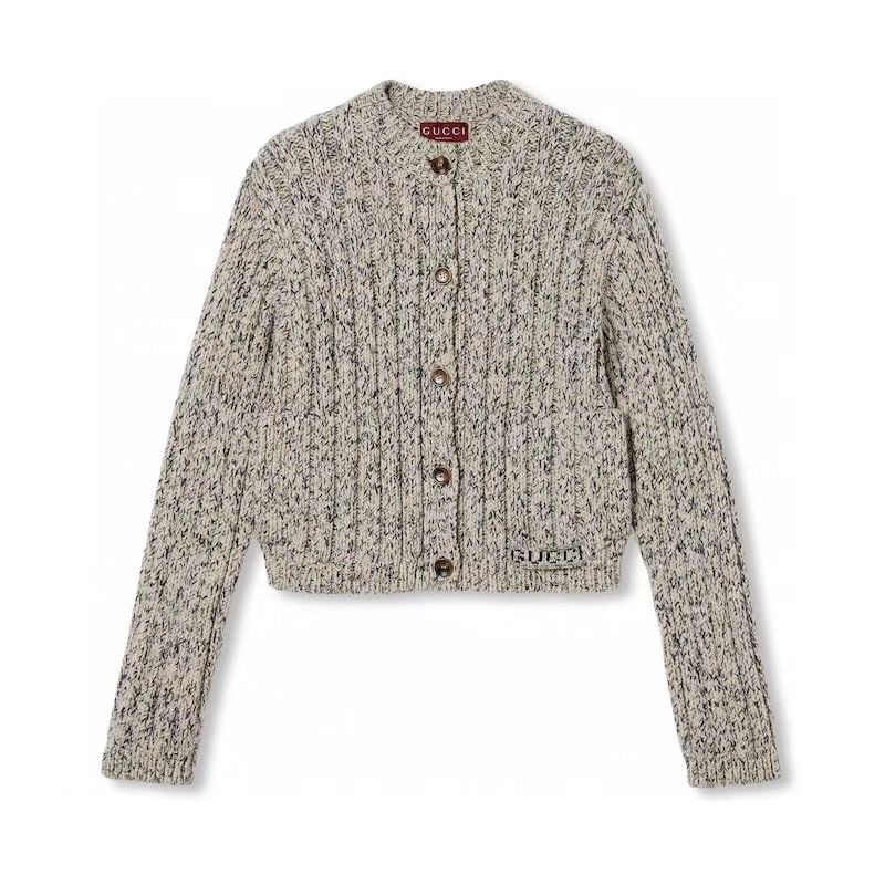 **do** เสื้อกันหนาวผ้าถักลอนสวย Gucci CHUNKY RIB WOOL CARDIGAN สินค้าใหม่ ของแท้