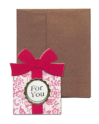 การ์ดขนาดเล็ก รูปกล่องของขวัญ โบกำมะหยี่ For You มีให้เลือก 4 แบบ