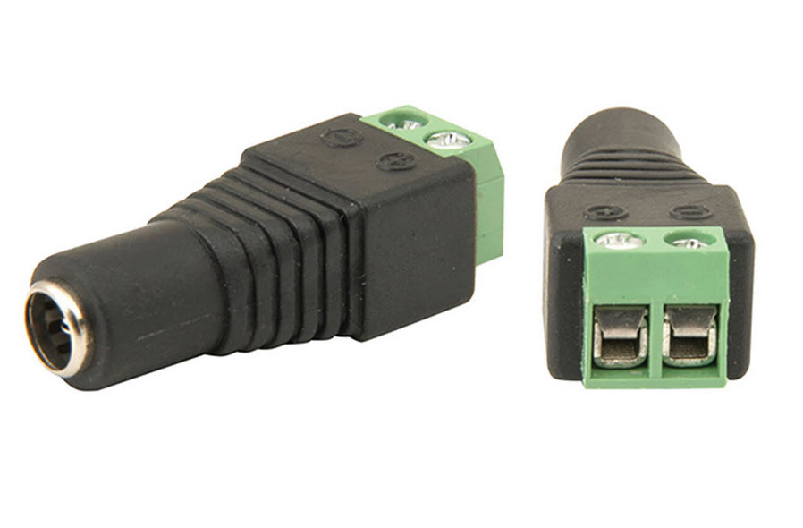Easy Wire (FEMALE) Power 2.1mm DC Plug For CCTV Cameras With Screw Terminals