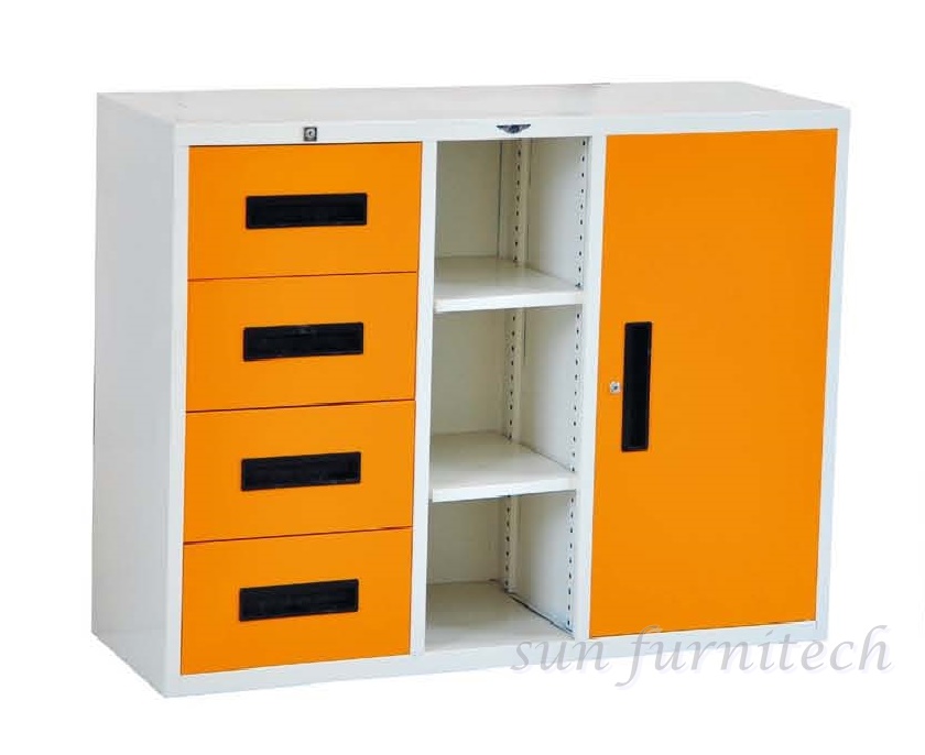 ตู้เอกสาร 1 บานเปิด 4 ลิ้นชัก มีชั้นกลาง 4 ฟุต ยี่ห้อ Elegant รุ่น SD4F4D