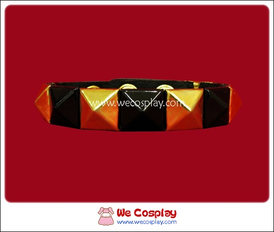 สร้อยข้อมือพังค์ Punk Wristband ตอกหมุด 1 แถว สีทอง-ดำ