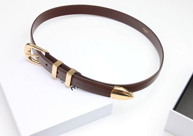 **mix** เข็มขัดหนัง Celine MEDIUM WESTERN BELT IN TAURILLON LEATHER BLACK สินค้าใหม่ ของแท้