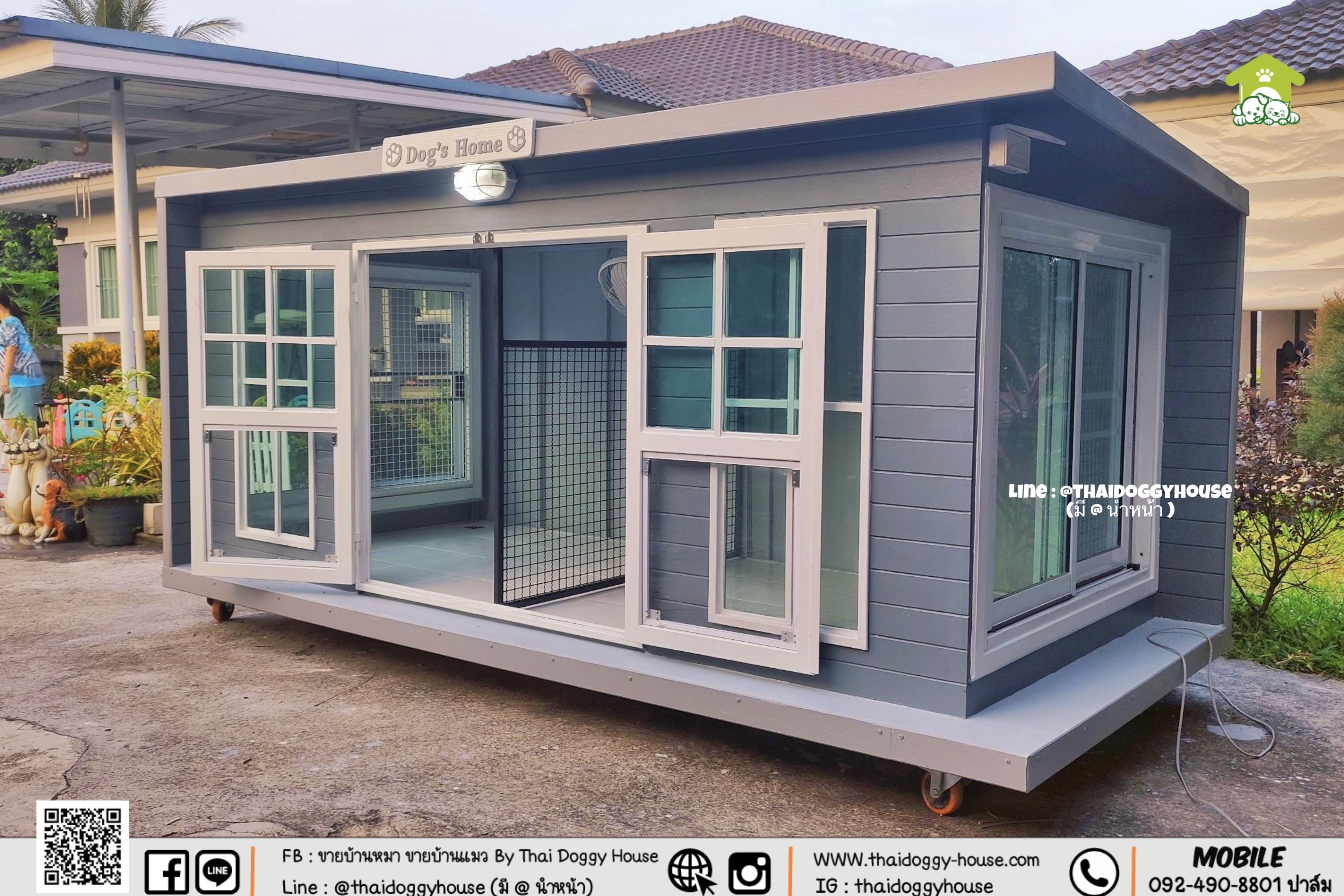 บ้านหมา บ้านแมว " 𝑩𝒐𝒙 𝑺𝒕𝒚𝒍𝒆 " 🐕🦺🐈 สามารถกั้นห้องเพิ่มได้เป็น 2 ห้อง 😁 แบบกระจกรองรับการติดแอร์ ❄️
