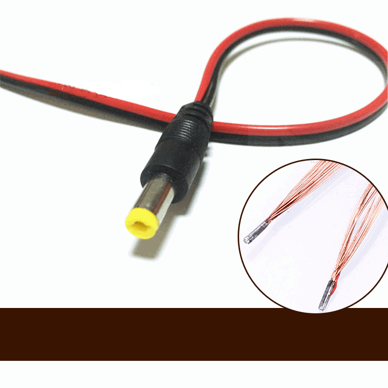 DC jack 5.5 x 2.1mm Male 20 cm pure copper core surveillance camera connector